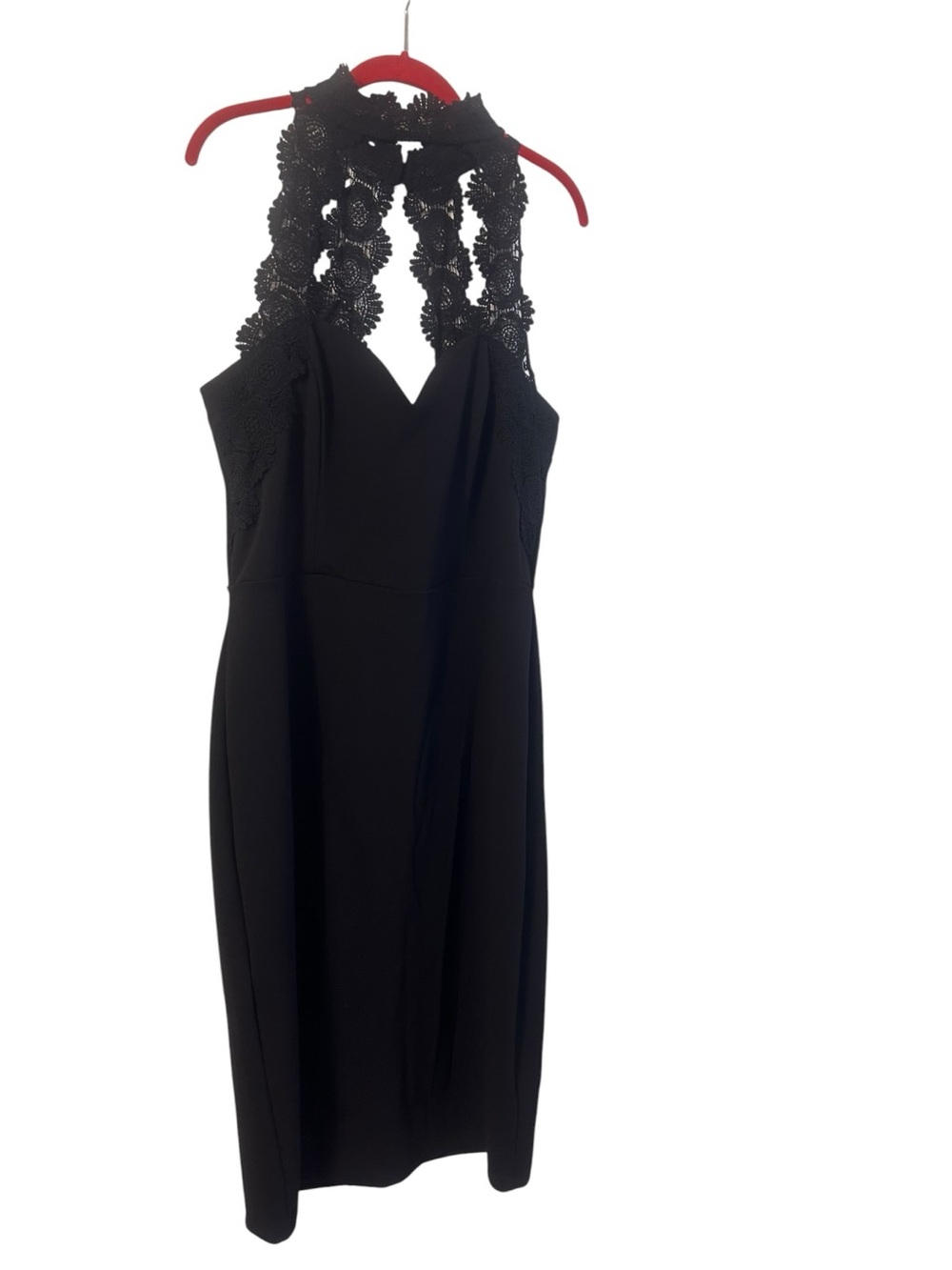 NWT Bisou Bisou Michele Bohbot black halter midi length cocktail dress Size 16
